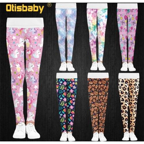 Leggings for Girls Rainbow Unicorn Leopard Floral Pants Children Tights Casual Kids Clothing Halloween Skinny Trousers Fille