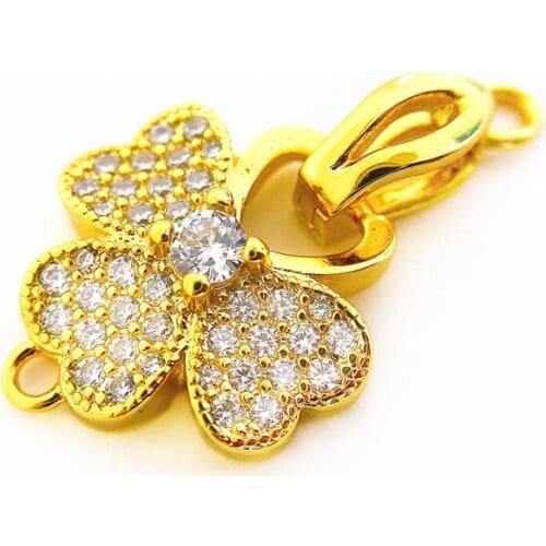 Copper Clasps 18K Gold plated DIY Pearls Jewelry Fittings Fastener Connector Clasps For DIY Gems Pearls Necklace Bracelet Clasp