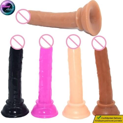 Mini PVC Realistic Penis Dildo Female Masturbator Soft Fake Dick Women Vagina Gay Men Prostate Masturbation Adult Sex Toys