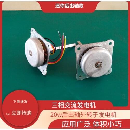 Miniature Hand-cranked Power Generator 20W Generator Permanent Magnet Outer Rotor Generator Wind Power Long Axis