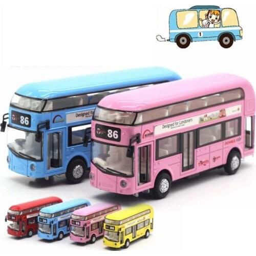 Alloy Decke 1:50 City bus Pull Back Bus Model High Simitation Double Sightseeing Bus Flash Toy Vehicle Kids Toys for Children