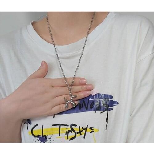 Trendy Silver Gold Balloon Dog Cute Necklace Unisex Simple Funny for Lover Couple Friendship Fashionable Holiday Gifts N2UE