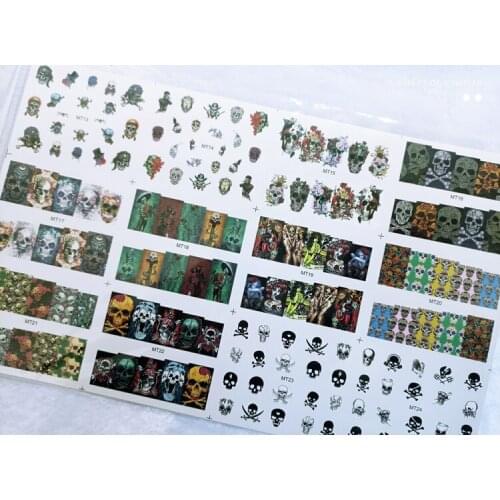 Skull Nail Water Sticker Color Person Cranial Nail Art Decals Skeleton Female Nail Art Decorations MT13-24