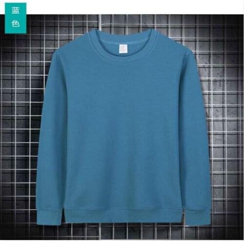 2020 New Spring and Autumn Pure Cotton Terry Mens Fashion Casual Trend Round Neck Pullover Long Sleeve Solid Color