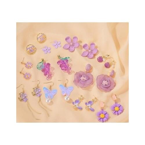 New fashion summer purple earrings simple small fresh earrings