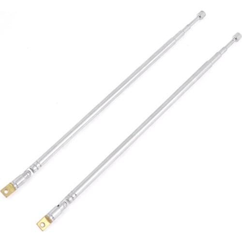 Pair 62.5cm 24.6" 4 Section Telescopic Stainless Steel AM FM Radio Universal Antenna