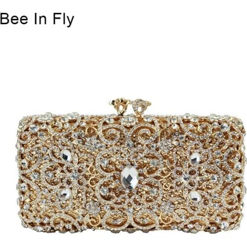 Bee In Fly Luxury Shinning Evening Handbag Crystal Clutch Bag Women Evening Bag Wedding Purse Bride Pochette Bags