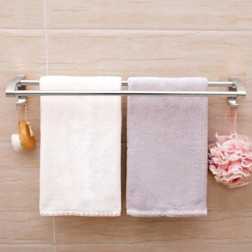 Shuang Qing Silver Double Towel Bar Towel Rack Bathroom Kitchen Wall-mounted Towel Polished Rack Holder Double Holder 5095