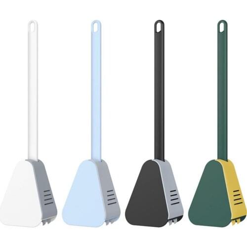 Silicone Golf Toilet Brush Wall-mounted No Dead Corner Long Handle Toilet Cleaning Tool With Base Flat Head Flexible Soft Brush