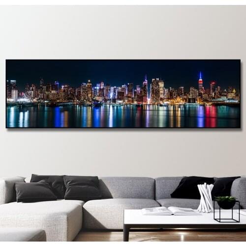 Modern New York City Night Landscape Wall Poster And Prints Canvas Art Painting Picture For Living Room Decoration