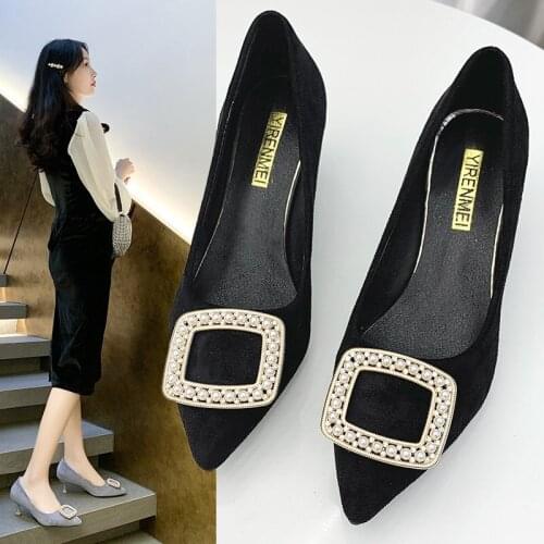 Fashion Luxury Brand British Style Crystal Casual High Thin Heels Designers Shoes for Women Pointed Toe Woman Pumps Lady Loafers