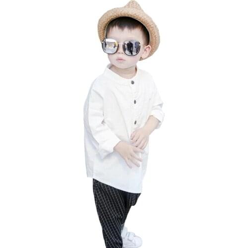 2020 Spring Summer Baby Boys Shirts Toddler Boy Cotton Linen Long Sleeve T Shirt 1-6 Yrs Kids Shirt Casual Children Clothing