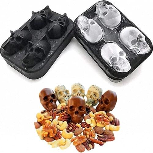 Whiskey Wine Cocktail Ice Cube 3D Silicone Mold Ice Cube Maker Skull Shape Chocolate Mould Tray Ice Cream DIY Tool