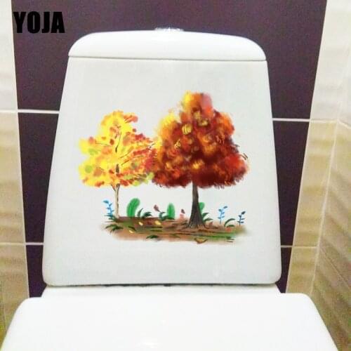 YOJA 22.9X19.8CM Painted Maple Cartoon Childern Room Decoration Wall Sticker Creative Toilet Decal T1-1469