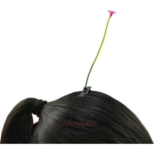2 pieces long grass pink purple flower hairpin plant display cute artifact seedling hairpin long grass weird cartoon headdress f