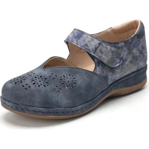 Retro Woman Sandals Slip On Wedges Women Shoes 2021 Summer Moccasins Female Hollow Out Ladies Soft Platform Shoes Plus Size