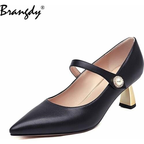 Brangdy Solid Colors High Heels Pumps For Women Metal Buckle PU Leather WomenS Shoes 2021 Working Party Shoes For Women