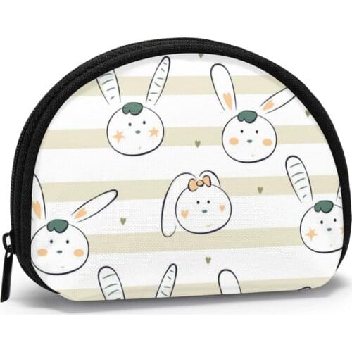 Women Mini Rabbit Print Coin Purse Card Key Purse Pouch Bag Small Zipper Storage Bag Card Holder Wallets Creative Clutch Bag