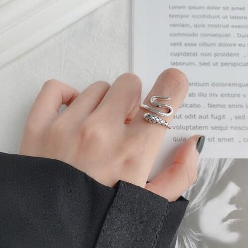 VENTFILLE 925 Sterling Silver Snake-Shaped Zodiac Rings For Women Retro Simple Opening Adjustment Ring Accessories 2021 New