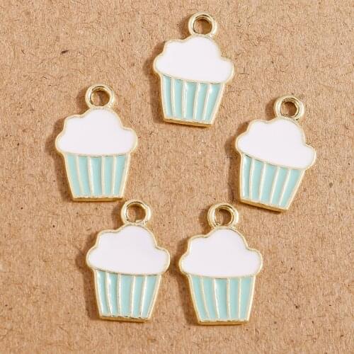 10pcs 11*16mm Alloy Enamel Summer Drink Ice Cream Charms for Jewelry Making Necklaces Earrings Pendants DIY Crafts Accessories