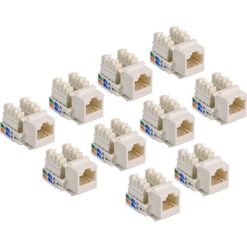 10Pcs CAT5e RJ45 Insert Keystone LAN Coupler Plug Standard Network Module Slot For Internet Network Ethernet Parts
