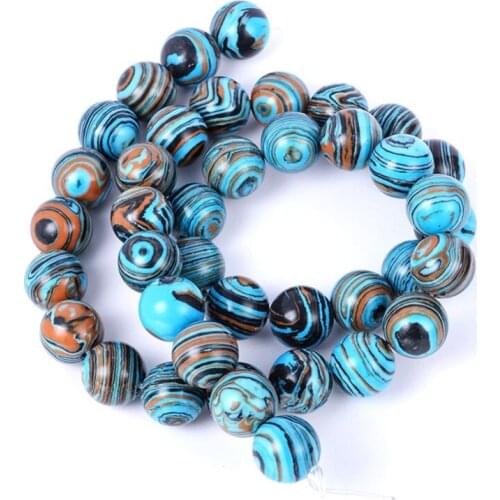 15" Strand Round Synthetic Stone Blue Malachite Loose Beads For Jewelry Making Charm Bracelet Necklace DIY 4/6/8/10/12mm