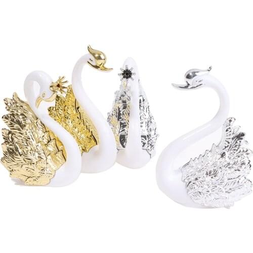 2 Pcs Romantic Crown Swan Cake Topper Flamingo Cake Dessert Baking Decorative Ornament Birthday Wedding Cake Decoration Supplies