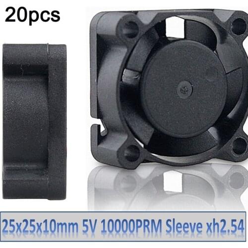 20PCS Gdstime DC Brushless 5V 1inch 25x25x10mm Mini Cooler Fan 2Pin Sleeve Bearing For Laptop Heatsink Cooling