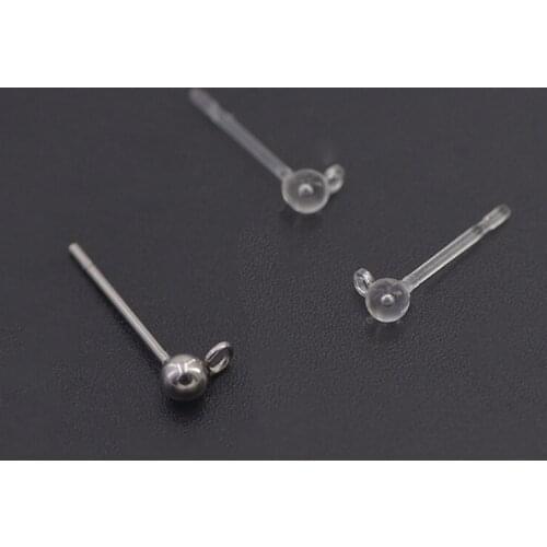 SEA MEW 50PCS Transparent Stud Earrings For Jewelry Making ,Women Ear Plug Resin Earrings Base Setting DIY Jewelry Findings