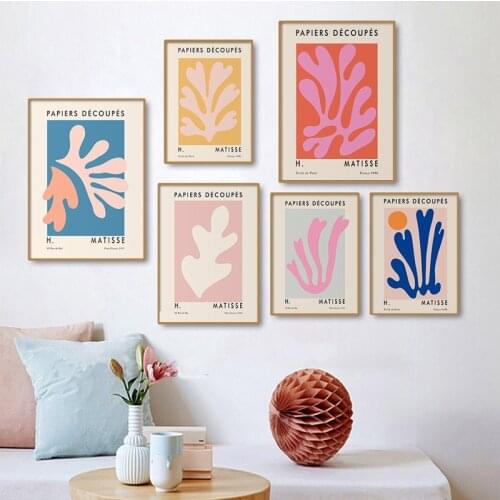 Henri Matisse Colorful Leaf Print Exhibition Poster Abstract Gallery Wall Art Canvas Painting Picture for Living Room Home Decor