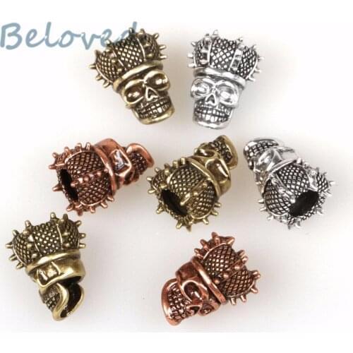 Antique King Skull Metal Charms Knife Beads, EDC Survival Paracord Bracelet DIY Accessories, BG18197
