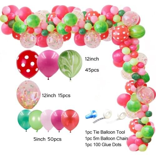 Watermelon Party Fruit Balloon Set Banner Cake Topper Summer Pool Decoration Kid One Birthday DIY Gift Baby Shower Home Supplies