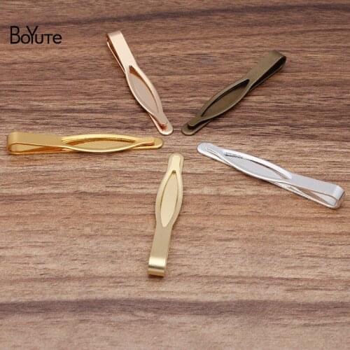 BoYuTe (10 Pieces/Lot) 56*9MM Metal Brass Mens Tie Clips Diy Hand Made Jewelry Accessories Wholesale