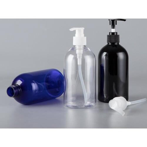 Black Clear Blue 500ML X 20 Cosmetics Lotion Pump Bottle With Dispenser Personal Care Liquid Soap Empty Packaging Containers