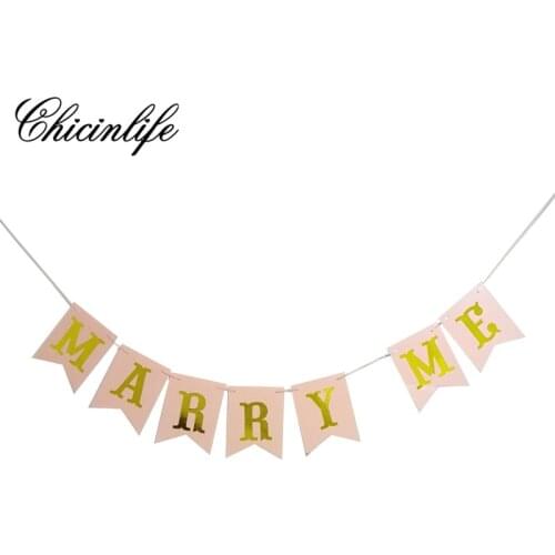 Chicinlife 1Set Marry Me Wedding Proposal Signs Banner Party Photo Booth Props Garland Bridal Shower wedding decoration supplies