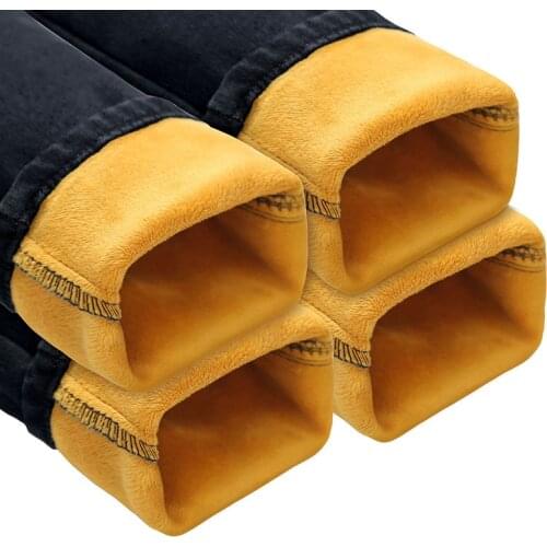 Winter Fleece New Men Casual Jeans Black Classic Fashion Designer Skinny Jeans Mens High Quality Thick Slim Fit Denim Trousers