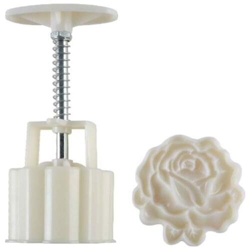 50g Mooncake Mold 3D Rose Flowers Design Cookie Stamp DIY Moon Cake Mold 11UA