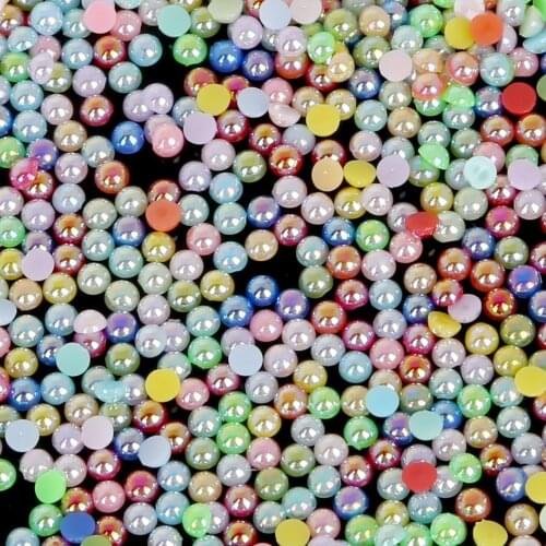 Hot Sale 50-1000pcs Mix AB Colors Imitation Pearls Craft Half Round Flatback Beads Garment Decoration For Sewing 3-14mm Pick