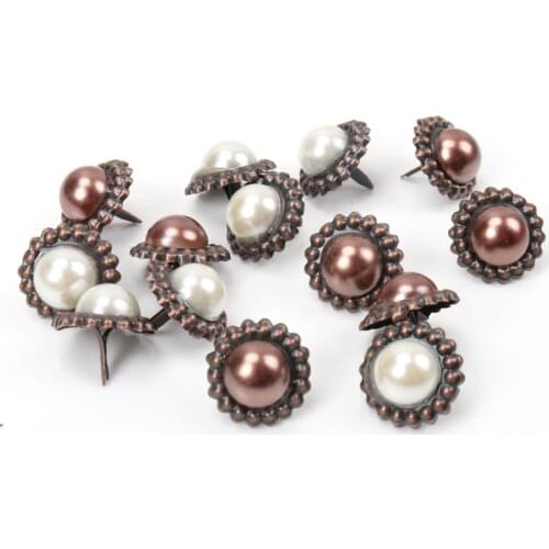 Artificial Pearl Sunflower Round Diy Brads Scrapbooking Embellishment Fastener Brad Metal Crafts Decoration 16mm 20pcs