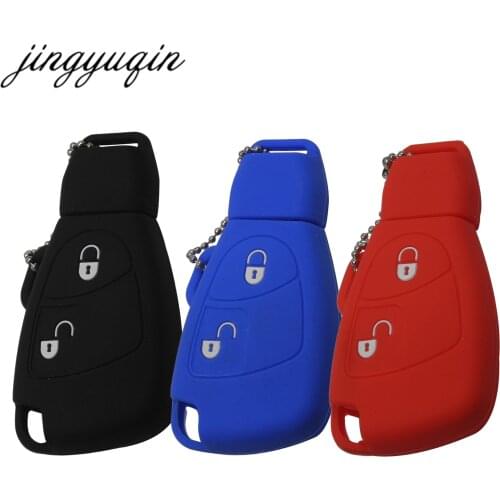 Jingyuqin 10pcs/lot 2 Buttons Smart Silicone Car Key Cover For Mercedes for Benz B C E S ML SLK CLK Class Key Case Fob