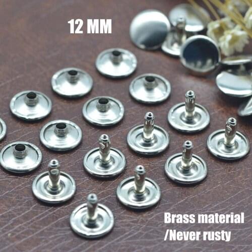KALASO 30Pcs 12mm Brass Material Round Double Cap Rivet Stud Collision Nail Spike Rock Leathercraft Shoe Bag Belt Accessories