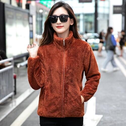 Coral fleece jacket female double-sided fleece fleece fleece fleece warmth thickening outdoor autumn and winter jacket liner top