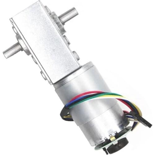 Micro High Power 12V 24V DC Worm Geared Motor 12V Double Shaft With Encoder High Torque 12-470RPM Self Locking Adjustable Speed