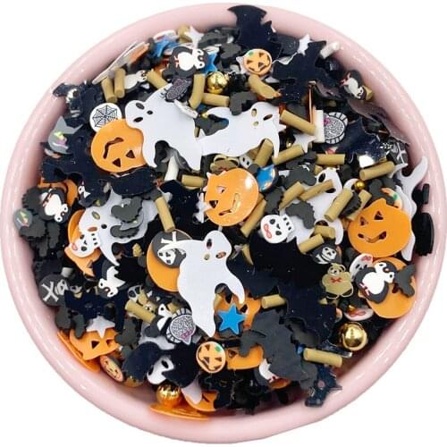 Mix Halloween Skull Ghost Bat Pumpink Loose Sequins Polymer Clay Sprinkles for DIY Crafts Confetti Glitter Sequin Slime Filling