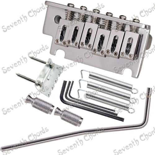 A Set Thickened Base 6 String Saddle Tremolo Bridge System for Electric Guitar Replacement parts - Chrome