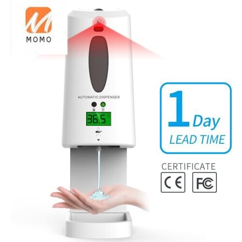 1300ml Wall Mounted Body Temperature Sensor Automatic Alchol Liquid Spray And Foam Soap Dispenser With Thermometer