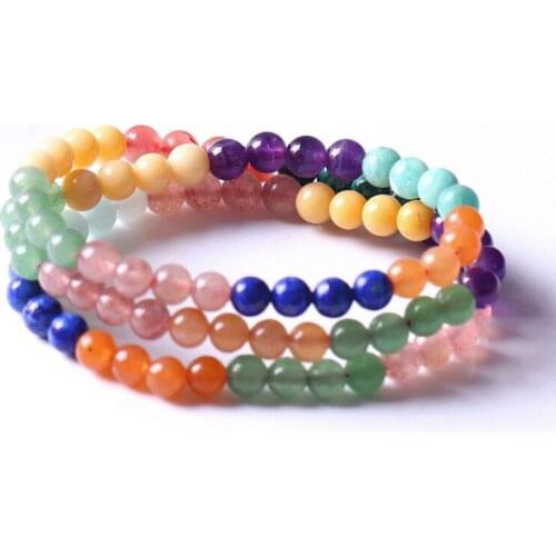 Natural Lapis Bracelet Strawberry Crystal Bracelet Gift Amethyst 3 Circle Multifunction Bracelet Necklace