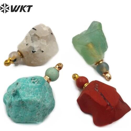 WT-P1462 WKT New Arrivals Red Stone/Fluorite/Amazonite/Black Rutilated Pendant Stainless Steel Accessory Fashion Pendant Jewelry
