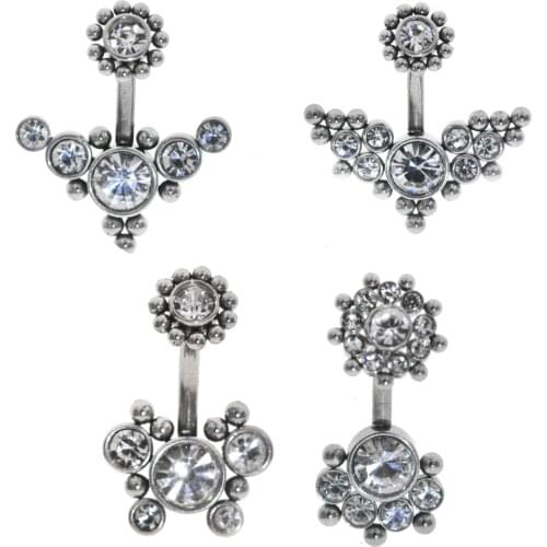 New Styles 14G Cluster Crystal Belly Piercing Button Rings Bar Barbell Drop Dangle Navel Rings Ombligo Ring Unisex Body Jewelry