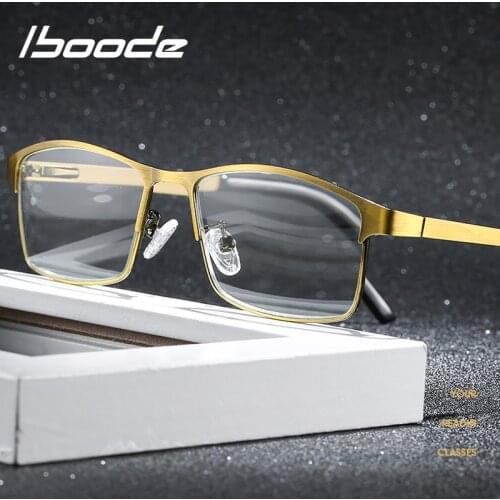 Iboode High Quality Men Business Reading Glasses Titanium alloy Vintage Anti-Blu-ray HD Computer Goggles For Men +1.0 +1.5 +2.5